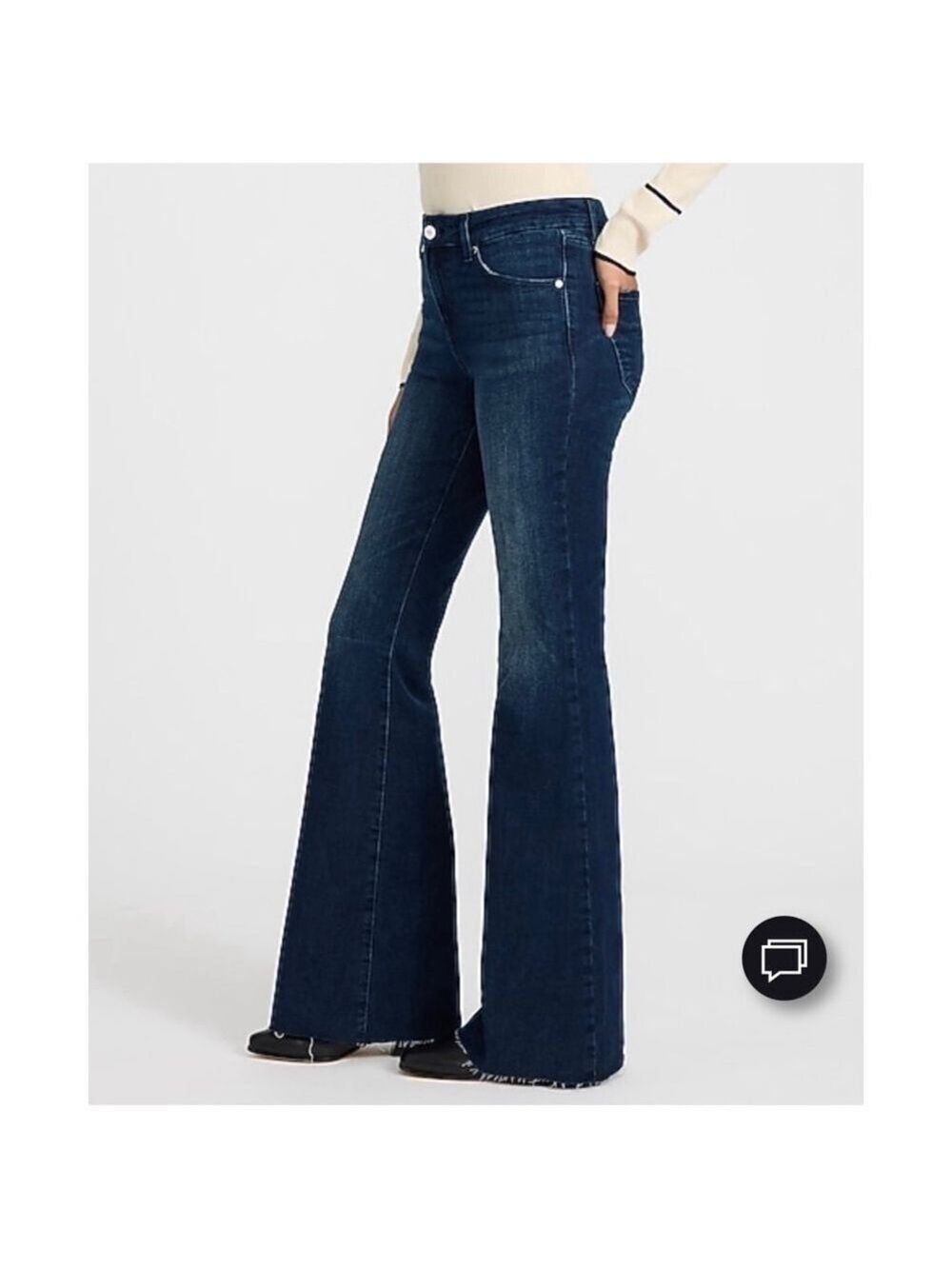 EXPRESS Mid Rise Dark Wash
Blue 70’s Flare Jeans Flex Medium Short 6/8/10 NWT - Picture 7 of 15